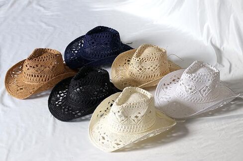 Straw Cowboy Hat for Women and Men, Western Cowgirl Hat for Holiday, Foldable Wide Brim Men Sun Hat, Fishing Hat in Saudi Arabia