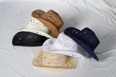 Straw Cowboy Hat for Women and Men, Western Cowgirl Hat for Holiday, Foldable Wide Brim Men Sun Hat, Fishing Hat in Saudi Arabia