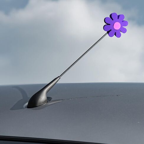 EVKILKJS Purple Daisy Car Antenna Topper,Car Antenna Decoration,Auto Mirror Dangler,Antenna Balls for Cars Cute Dashboard Accessories for Women Men in Saudi Arabia
