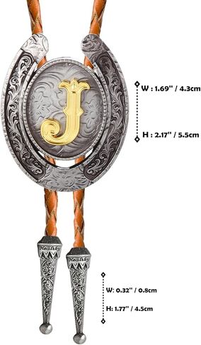 Bolo tie for Men Western Cowboy Brown Leather Necktie Initial Letter ABCDJMR to Z Bolo ties for Women in Kuwait
