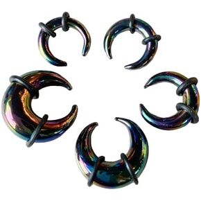PAIR of Brilliant Black Lucifer Glass Buffalo Tapers Expanders Plugs Gauges - Body Jewelry in Saudi Arabia