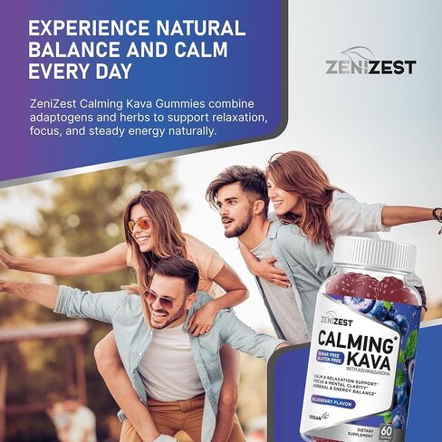 Kava Kava Ashwagandha Gummies-مكملات هادئة لمكملات Adaptogen مع بلسم الليمون العاطفة للاسترخاء الهادئ ودعم الإجهاد-نكهة نباتية خالية من الغلوتين الخالية من السكر. in Kuwait