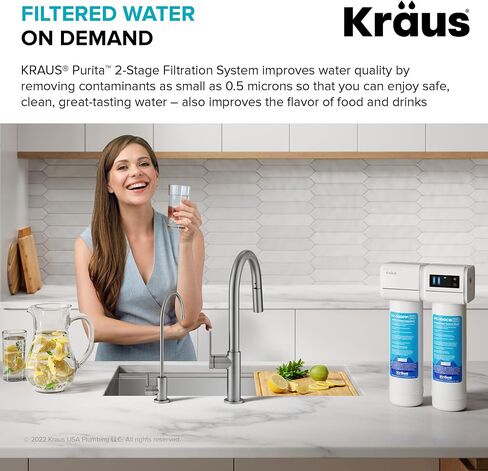 KRAUS Purita 2-Stage Under Sink Water Filtration System with Digital Display Monitor, FS-1001 in Saudi Arabia