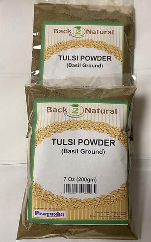 Back2natural (B2N) Brand Basil (Tulsi) Powder (7 Oz) 200 GRM | مسحوق تولسي البوزيقة المقدسة | الكوشير وغير المشع in Saudi Arabia