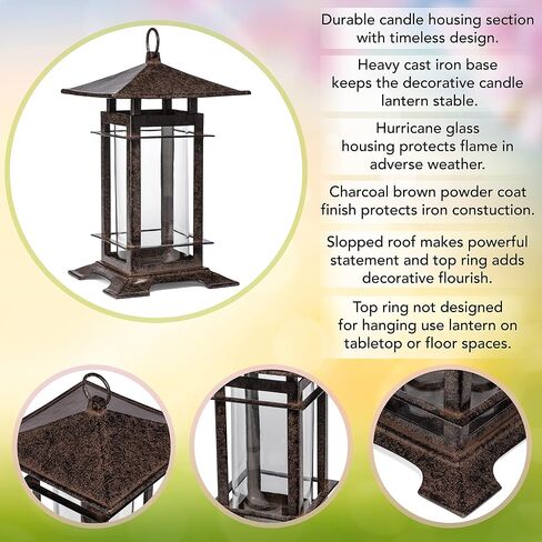 H Potter Decorative Large Candle Holder Patio Decor Cast Iron Candle Lantern in Kuwait