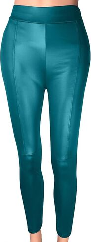 Women's Faux Leather Leggings High Waisted Pants Elastic Butt Lifting Stretchy Sexy Slim Fit Tights Party Clubwear in Saudi Arabia