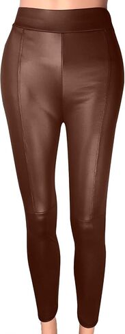Women's Faux Leather Leggings High Waisted Pants Elastic Butt Lifting Stretchy Sexy Slim Fit Tights Party Clubwear in Saudi Arabia