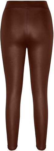 Women's Faux Leather Leggings High Waisted Pants Elastic Butt Lifting Stretchy Sexy Slim Fit Tights Party Clubwear in Saudi Arabia