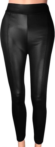 Women's Faux Leather Leggings High Waisted Pants Elastic Butt Lifting Stretchy Sexy Slim Fit Tights Party Clubwear in Saudi Arabia