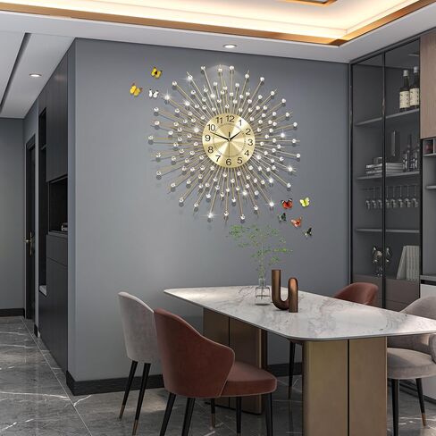 ساعات حائط كبيرة لديكور غرفة المعيشة، ساعات حائط كبيرة وحديثة صامتة، غير موقوتة لغرفة النوم، المكتب، المطبخ، ديكور المنزل، 24 بوصة، ساعة كريستال سوداء مستديرة، ديكور فني جداري للمنزل الداخلي in Kuwait