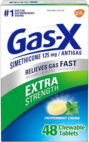 Gas-X Extra Strength Chewable Gas Relief Tablets with Simethicone 125 mg, Peppermint Creme - 48 Count in Saudi Arabia