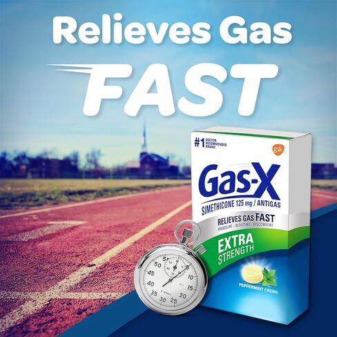 Gas-X Extra Strength Chewable Gas Relief Tablets with Simethicone 125 mg, Peppermint Creme - 48 Count in Saudi Arabia