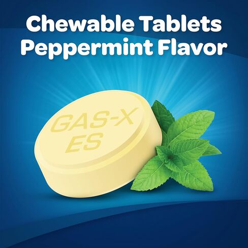 Gas-X Extra Strength Chewable Gas Relief Tablets with Simethicone 125 mg, Peppermint Creme - 48 Count in Saudi Arabia