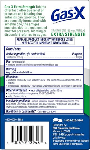 Gas-X Extra Strength Chewable Gas Relief Tablets with Simethicone 125 mg, Peppermint Creme - 48 Count in Saudi Arabia