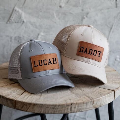Personalized Dad and Son Matching Hat, Baseball Cap for Daddy and Baby, Toddlers, Newborns, Kids Hat Leather in Saudi Arabia