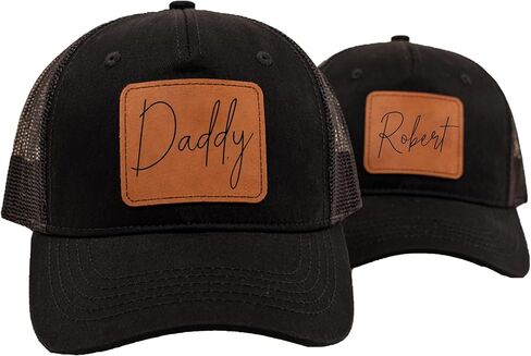 Personalized Dad and Son Matching Hat, Baseball Cap for Daddy and Baby, Toddlers, Newborns, Kids Hat Leather in Saudi Arabia