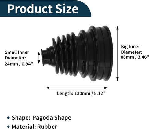 1 Set 5.12" Height CV Boots Joint Rubber Height Flexible Constant Velocity Joint Pagoda Shape Black Universal in Saudi Arabia