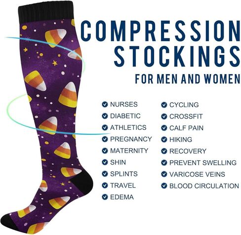 Dussdil Compression Socks for Women Men Knee High Socks Circulation Knee Long Socks Athletic Running Stockings Socks in Kuwait