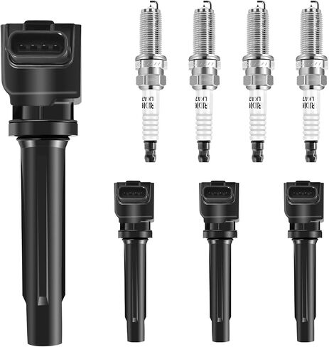 حزم ملف الإشعال uf656 و Iridium Spark Plugs Kit 93501 متوافقة مع Mazda 3 Sport 14-18 ، لـ Mazda 6 14-20 ، لـ CX-3/CX-5/CX-9/MX-5 MIATA 16-18 2.0L 2.5L L4 PE2018100 5C1894 SET من 4 in Saudi Arabia