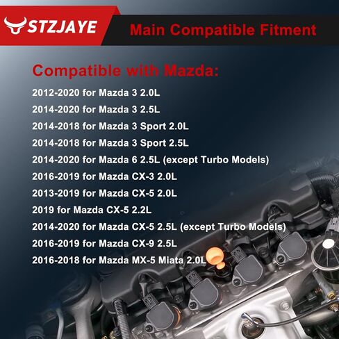 حزم ملف الإشعال uf656 و Iridium Spark Plugs Kit 93501 متوافقة مع Mazda 3 Sport 14-18 ، لـ Mazda 6 14-20 ، لـ CX-3/CX-5/CX-9/MX-5 MIATA 16-18 2.0L 2.5L L4 PE2018100 5C1894 SET من 4 in Saudi Arabia