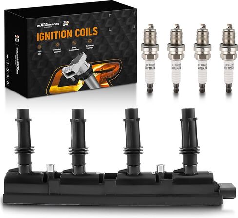 MaxPeedingRods UF669 Ignition Coil Pack و Iridium Sparks Plugs تناسب Buick Encore ، لشيفروليه Cruze Sonic Trax Volt 1.4l L4 2011-2019 ، مجموعة ملفات Ignition تحل محل UF-669 25195107 25198623 in Kuwait