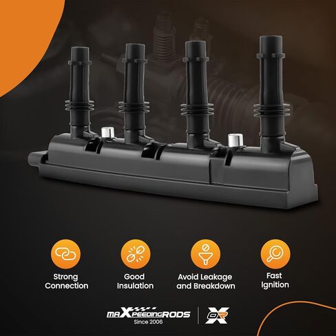 MaxPeedingRods UF669 Ignition Coil Pack و Iridium Sparks Plugs تناسب Buick Encore ، لشيفروليه Cruze Sonic Trax Volt 1.4l L4 2011-2019 ، مجموعة ملفات Ignition تحل محل UF-669 25195107 25198623 in Kuwait