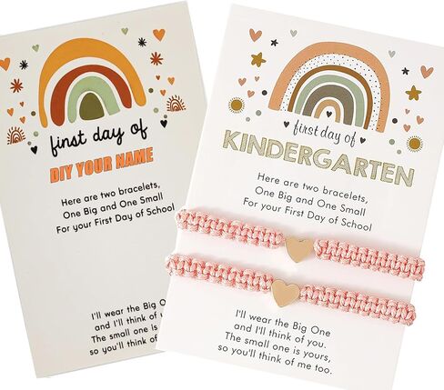 First Day of Kindergarten Bracelets for Mommy and Me Back To School Gift Matching Bracelets, Mother Daughter Bracelets Pre-K Gifts for Girls Boys, Heart Wish Adjustable Bracelets in Kuwait