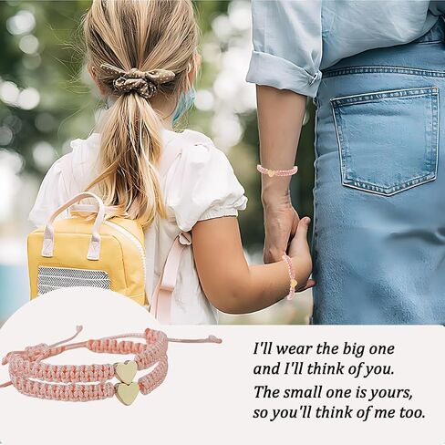 First Day of Kindergarten Bracelets for Mommy and Me Back To School Gift Matching Bracelets, Mother Daughter Bracelets Pre-K Gifts for Girls Boys, Heart Wish Adjustable Bracelets in Kuwait