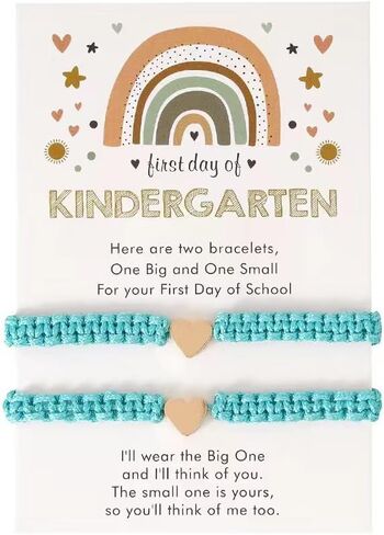 First Day of Kindergarten Bracelets for Mommy and Me Back To School Gift Matching Bracelets, Mother Daughter Bracelets Pre-K Gifts for Girls Boys, Heart Wish Adjustable Bracelets in Kuwait