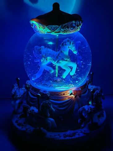 هدية ملفوفة مربع موسيقى carousel دوارة الثلج Globe Light-Up Pink Unicorn Design ، صندوق موسيقي مزخرف Merry-Go-Go مع هدايا عيد ميلاد هدايا هدايا أنت شمس in Saudi Arabia
