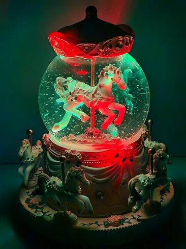 هدية ملفوفة مربع موسيقى carousel دوارة الثلج Globe Light-Up Pink Unicorn Design ، صندوق موسيقي مزخرف Merry-Go-Go مع هدايا عيد ميلاد هدايا هدايا أنت شمس in Saudi Arabia