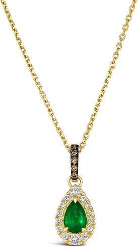 Le Vian 1/5 قيراط أبيض وشوكولاتة الماس مع 1/3 قيراط الكمثرى قطع القلادة الزمرد الزمرد القلادة للنساء في الذهب الأصفر 14K (بني فاخر ، CTTW) هالة قلادة على 18 بوصة in Saudi Arabia