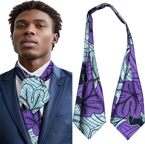 African Men's Polyester Self-Tied Neck Cravat Tie Ascot Tie Formal Party Wedding Cravats in Saudi Arabia