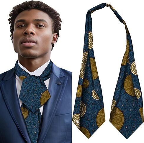 African Men's Polyester Self-Tied Neck Cravat Tie Ascot Tie Formal Party Wedding Cravats in Saudi Arabia