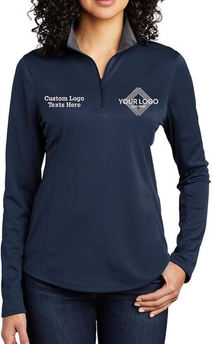 INK STITCH Women Lk584 Custom Embroidery Personalized Logo Texts Silk Touch Quarter Zip Pullover in Saudi Arabia