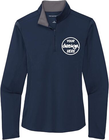 INK STITCH Women Lk584 Custom Embroidery Personalized Logo Texts Silk Touch Quarter Zip Pullover in Saudi Arabia
