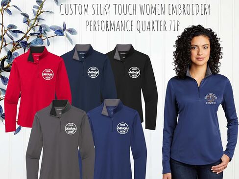 INK STITCH Women Lk584 Custom Embroidery Personalized Logo Texts Silk Touch Quarter Zip Pullover in Saudi Arabia