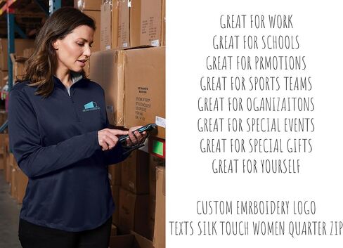 INK STITCH Women Lk584 Custom Embroidery Personalized Logo Texts Silk Touch Quarter Zip Pullover in Saudi Arabia