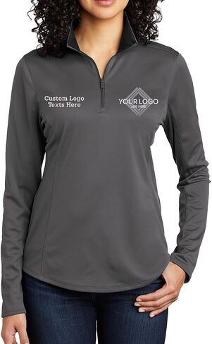 INK STITCH Women Lk584 Custom Embroidery Personalized Logo Texts Silk Touch Quarter Zip Pullover in Saudi Arabia