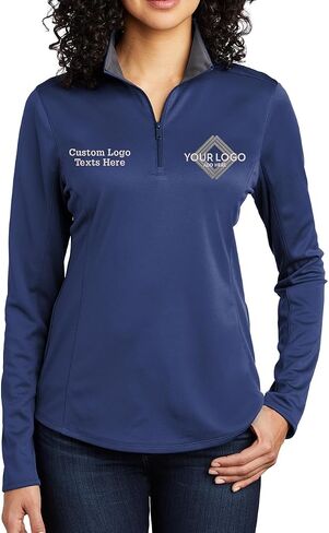 INK STITCH Women Lk584 Custom Embroidery Personalized Logo Texts Silk Touch Quarter Zip Pullover in Saudi Arabia