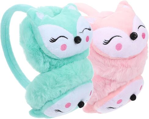 GALPADA 2Pcs Winter Earmuffs for Comfortable Ear Covers with Cute Fox Design for Outdoor Activities Prevents Ear Freezing Great for Boys Durable in Saudi Arabia