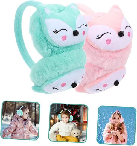 GALPADA 2Pcs Winter Earmuffs for Comfortable Ear Covers with Cute Fox Design for Outdoor Activities Prevents Ear Freezing Great for Boys Durable in Saudi Arabia