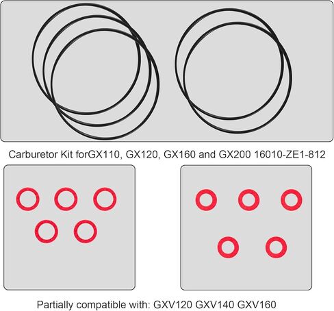 5 Sets 16010-ZE1-812 Carburetor Gaskets, 485-970 951-11589 Carburetor Float Bowl Gasket Kit Carburetors Part Accessories Compatible with GX110 GX120 GX160 GX200 in Saudi Arabia