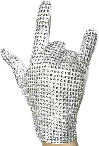 Rhinestone Glove Silver Sequin Dance Gloves Classic Role Player Punk Glove in Saudi Arabia