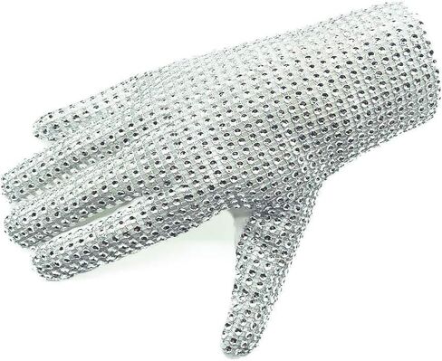 Rhinestone Glove Silver Sequin Dance Gloves Classic Role Player Punk Glove in Saudi Arabia