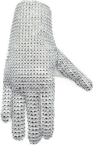 Rhinestone Glove Silver Sequin Dance Gloves Classic Role Player Punk Glove in Saudi Arabia