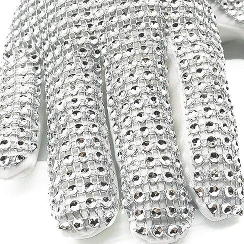 Rhinestone Glove Silver Sequin Dance Gloves Classic Role Player Punk Glove in Saudi Arabia