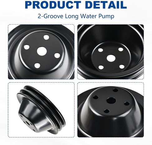 SSN Steel Small Block Chevy 2 Groove Long Water Pump & 2 Groove Crankshaft Pulley LWP for SBC 262 265 267 283 302 305 307 327 350 400 in Saudi Arabia
