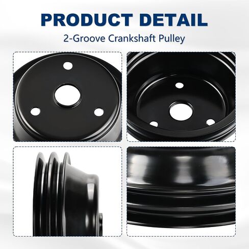 SSN Steel Small Block Chevy 2 Groove Long Water Pump & 2 Groove Crankshaft Pulley LWP for SBC 262 265 267 283 302 305 307 327 350 400 in Saudi Arabia