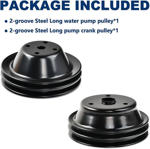 SSN Steel Small Block Chevy 2 Groove Long Water Pump & 2 Groove Crankshaft Pulley LWP for SBC 262 265 267 283 302 305 307 327 350 400 in Saudi Arabia